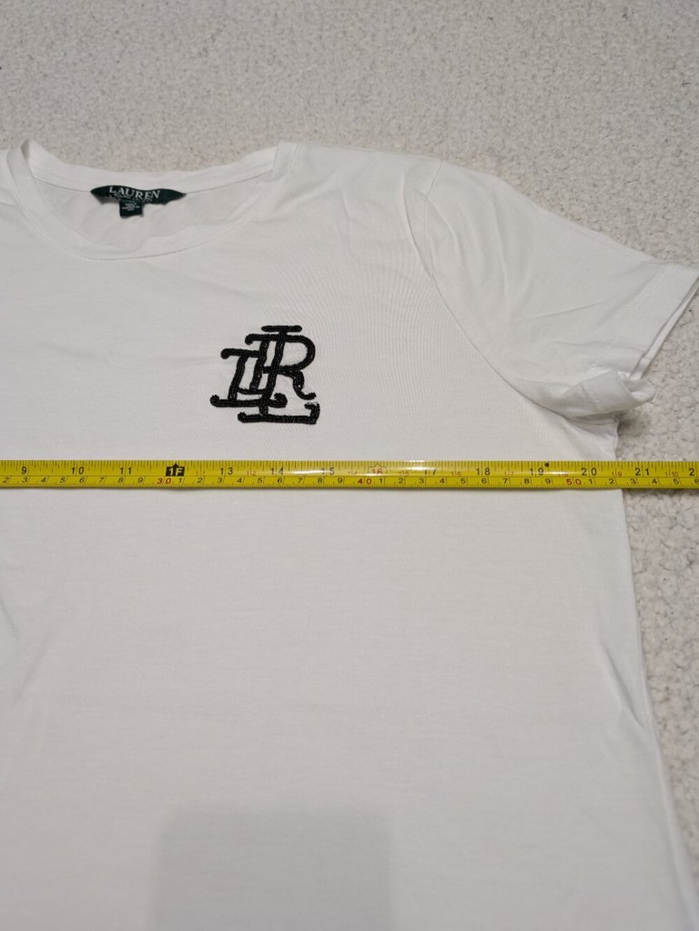 Lauren Ralph Lauren White Monogram Logo Tee XL - Picture 7 of 7